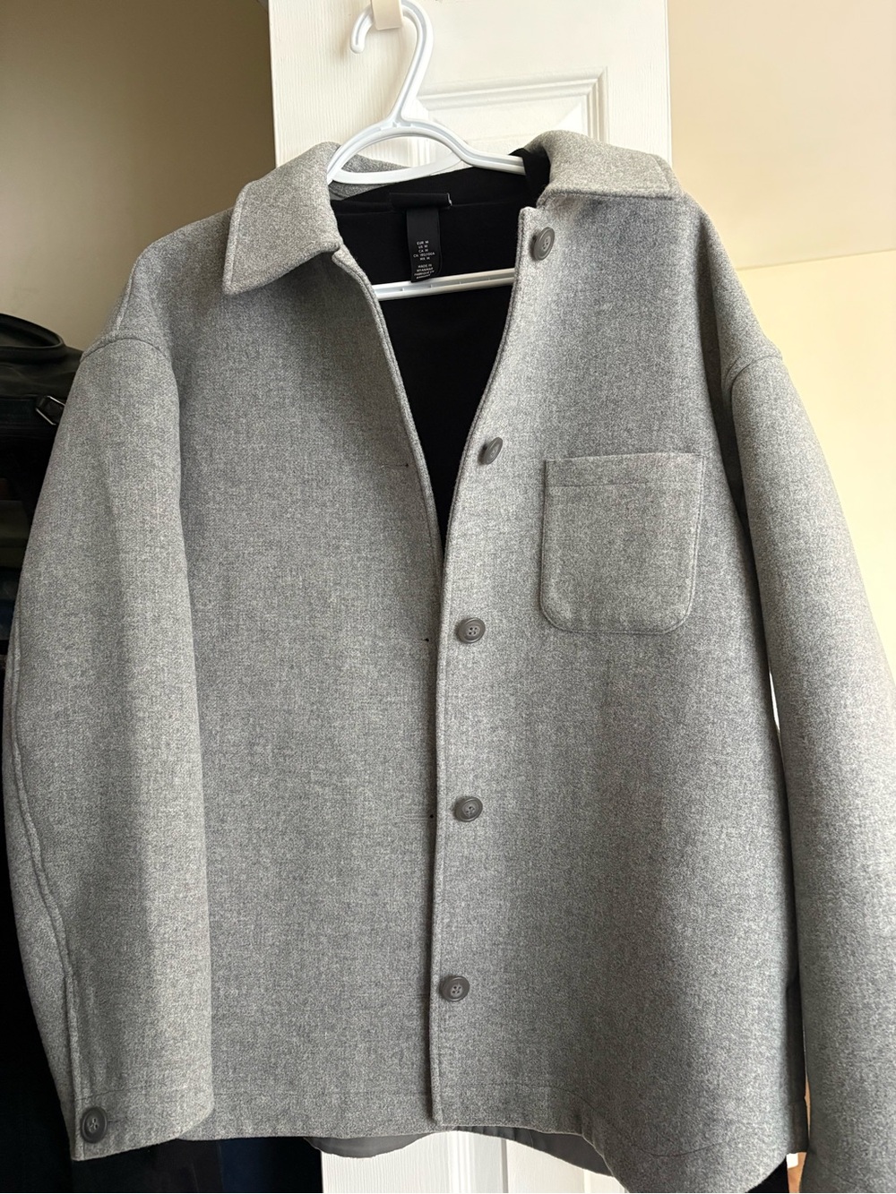Uniqlo Light Gray Wool-Blend Pea Coat